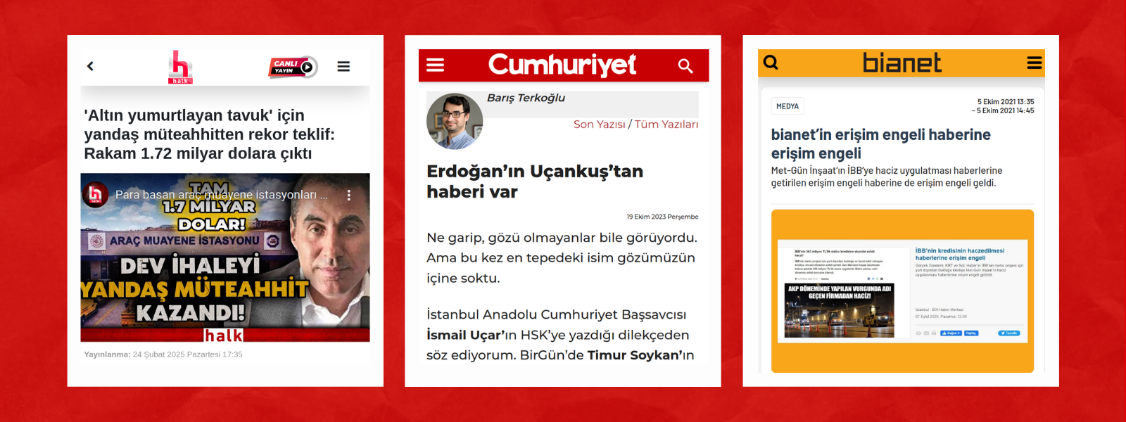 News reports blocked from access by the Istanbul 3rd Criminal Judgeship of Peace