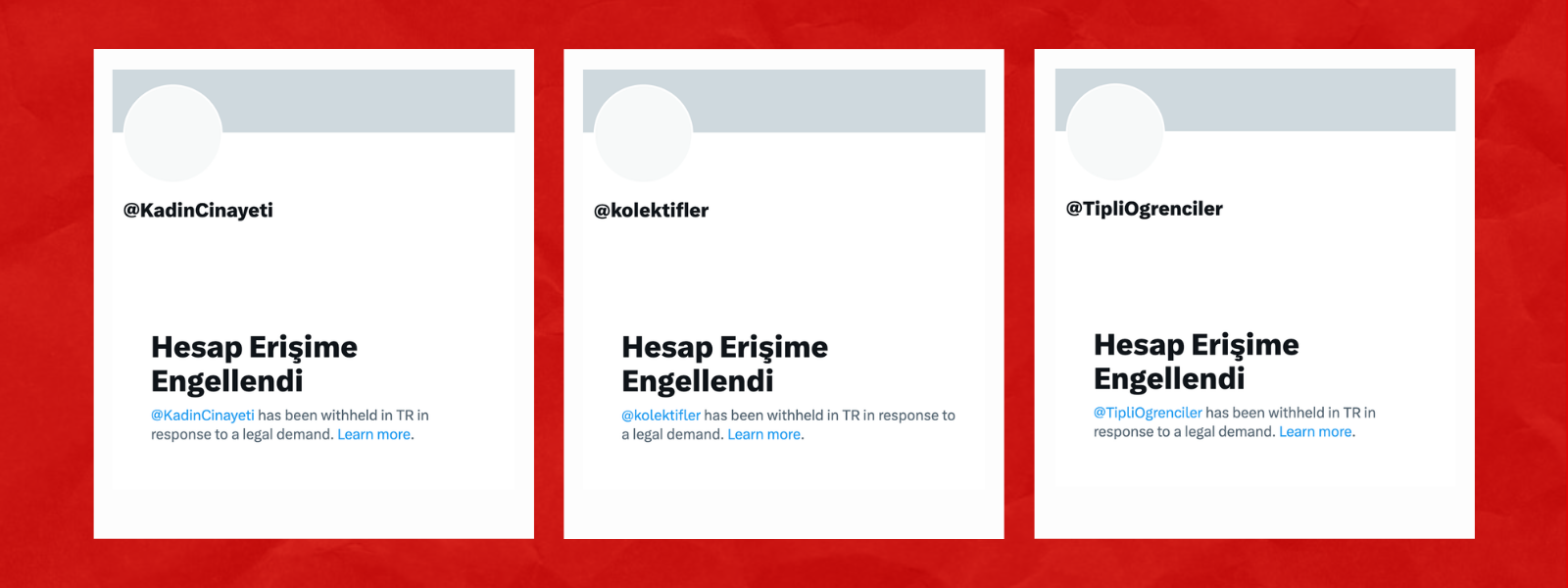 Accounts blocked from access by the Ankara 11th Criminal Judgeship of Peace and the Mersin 1st Criminal Judgeship of Peace