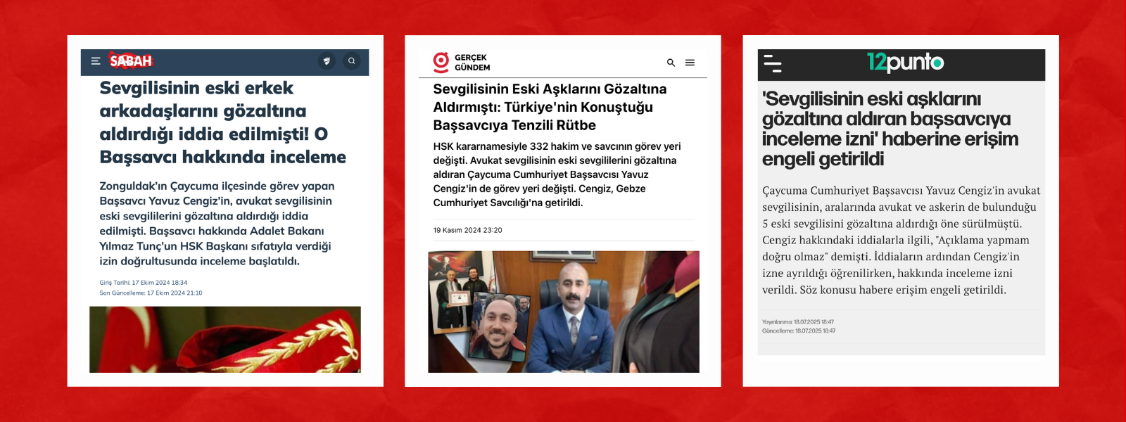 News articles blocked from access by the Gebze 1st Criminal Judgeship of Peace