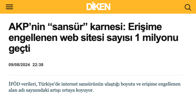 Diken reports that blocked websites exceeded one million according to İFÖD data