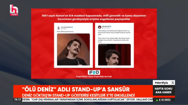 Deniz Göktaş’ın Ölü Deniz gösterisinden kesitlere getirilen erişim engelinin Halk TV haberindeki görüntüsü